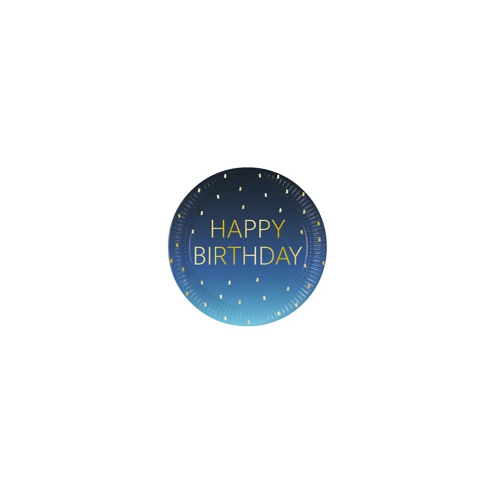 Happy Birthday Golden Blue Happy Birthday paper plate 8 pcs 23 cm FSC