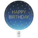 Happy Birthday Golden Blue Happy Birthday paper plate 8 pcs 23 cm FSC