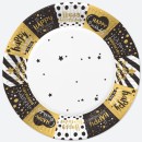 Happy Birthday Golden Happy Birthday paper plate 8 pcs, 22.7 cm