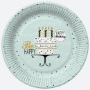 Colour Mint Happy Birthday paper plate 8 pcs 22.7 cm