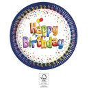 Happy Birthday Multicolor Happy Birthday Paper Plate 8 pcs 20 cm FSC