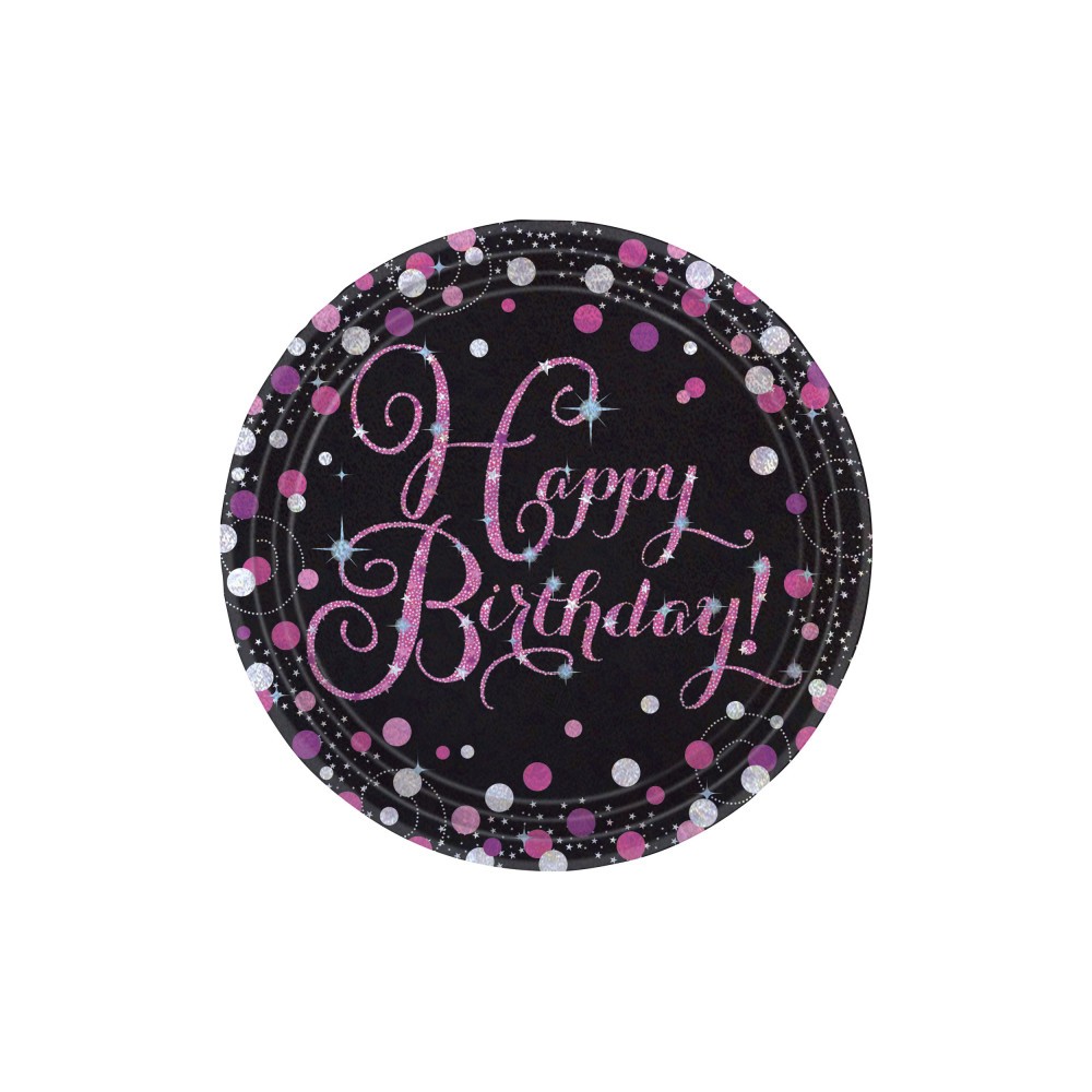 Happy Birthday Pink Happy Birthday Paper Plate 8 pcs 23 cm