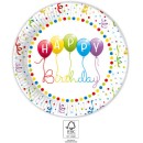 Happy Birthday Streamers Happy Birthday Paper Plate 8 pcs 23 cm FSC