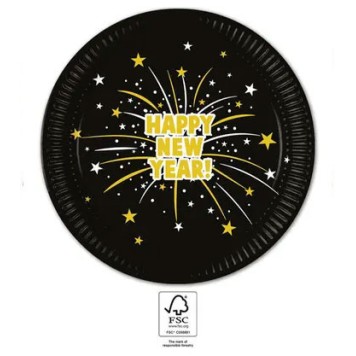 Happy New Year Flares Happy New Year Paper Plate 8 pcs 23 cm FSC