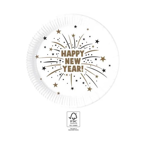 Happy New Year Flares Happy New Year paper plate 8 pcs 23 cm FSC