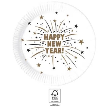 Happy New Year Flares Happy New Year paper plate 8 pcs 23 cm FSC