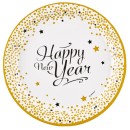 Happy New Year Golden Wishes Happy New Year Paper Plate 8 pcs 23 cm