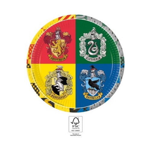 Harry Potter Hogwarts Houses paper plate 8 pcs 23 cm FSC