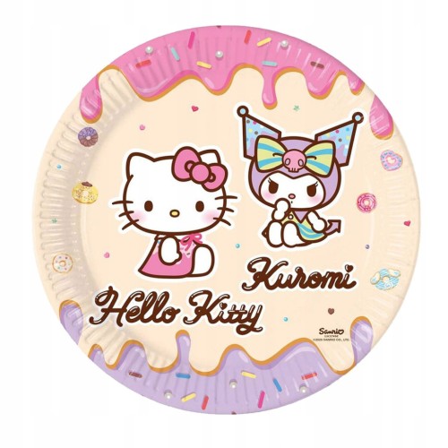 Hello Kitty Kuromi paper plate 8 pcs 23 cm FSC