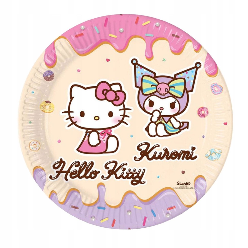 Hello Kitty Kuromi paper plate 8 pcs 23 cm FSC