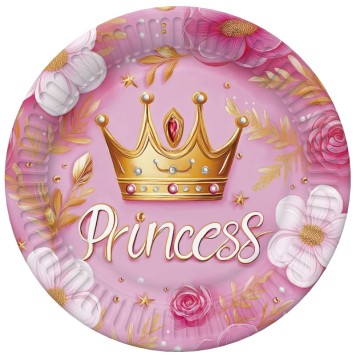 Princess Crown Princess Paper Plate set of 8, 18 cm