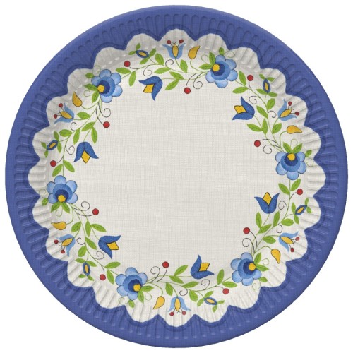 Colour Folk Embroidery paper plate 8 pcs 18 cm
