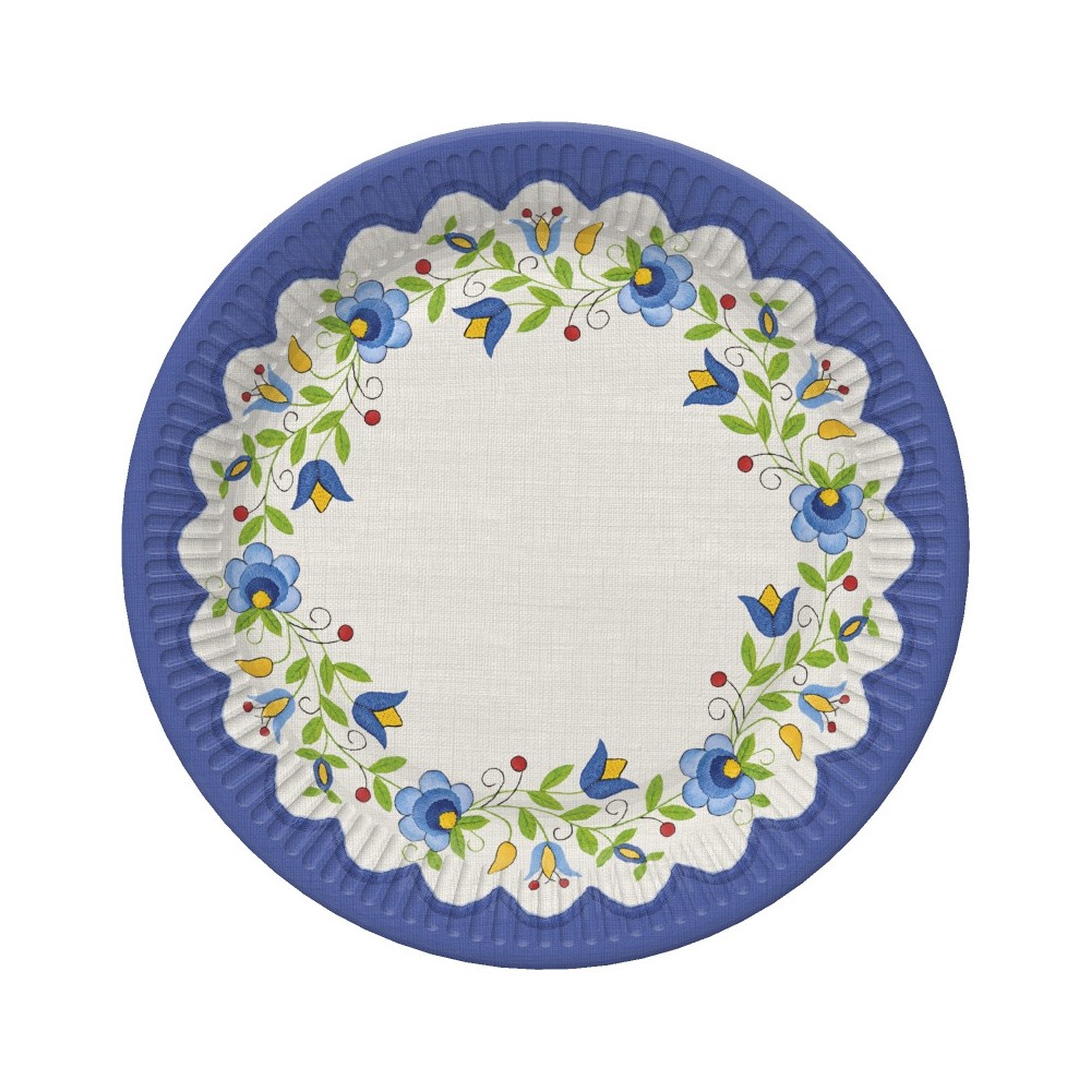 Colour Folk Embroidery paper plate 8 pcs 18 cm