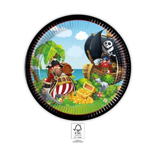 Pirate Island paper plate 8 pcs 23 cm FSC