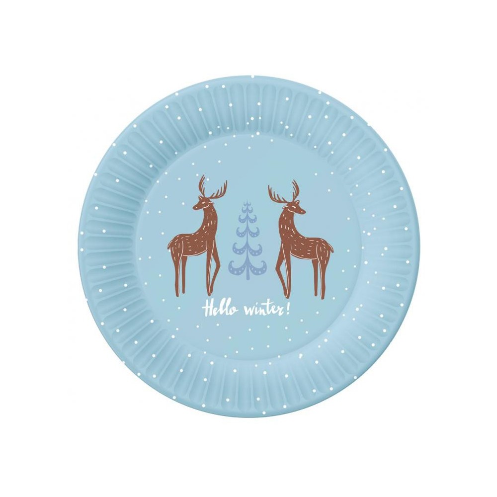 Christmas Hello Winter i paper plate 6 pcs 18 cm