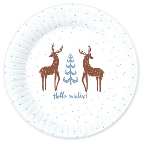 Christmas Hello Winter i paper plate 6 pcs 18 cm