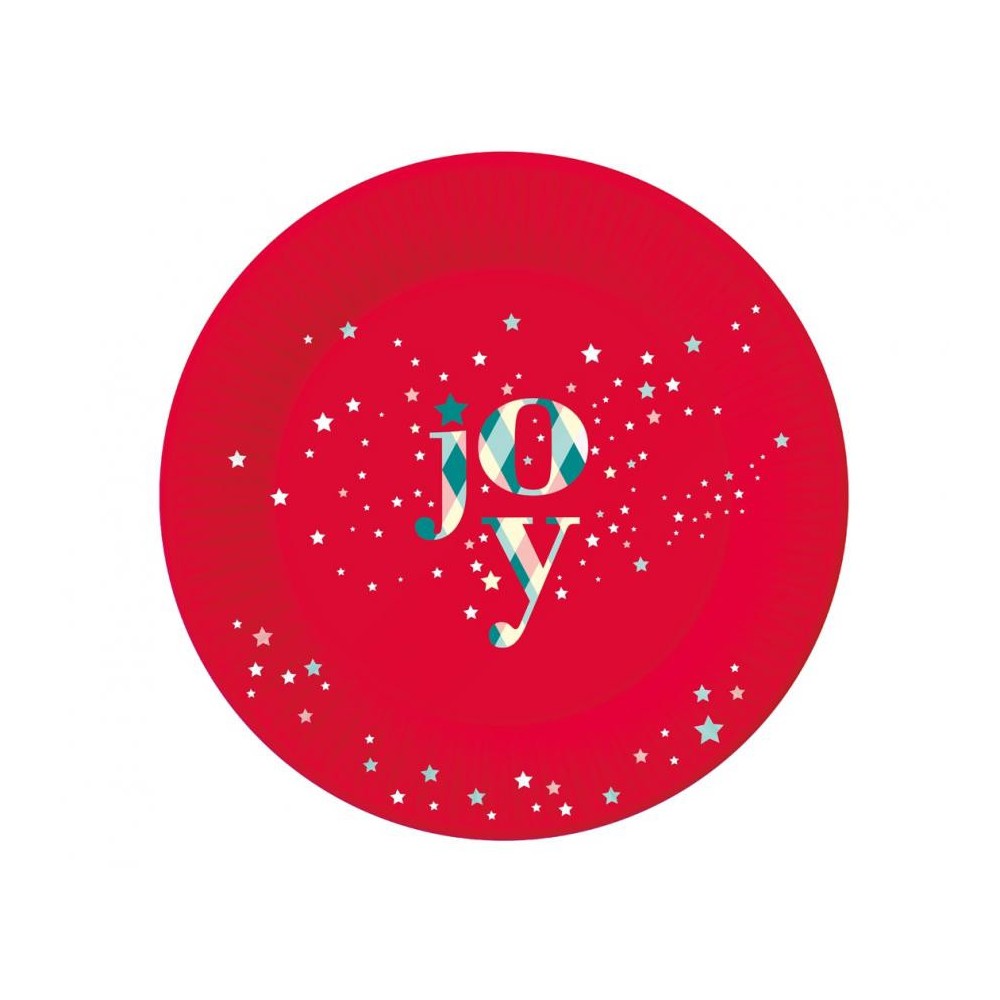 Christmas Red Joy i paper plate 6 pcs 18 cm