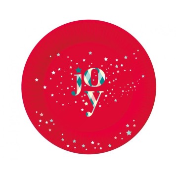 Christmas Red Joy i paper plate 6 pcs 18 cm
