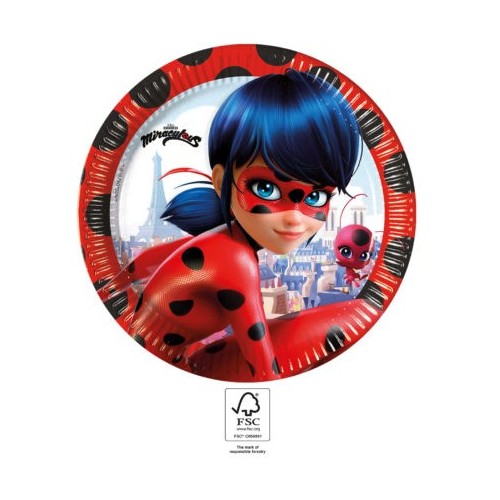 Miraculous Ladybug Hero paper plate 8 pcs 23 cm FSC