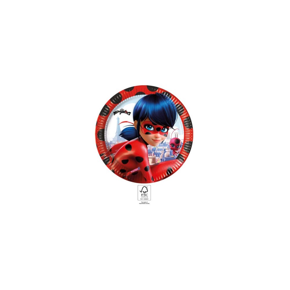 Miraculous Ladybug Hero paper plate 8 pcs 23 cm FSC