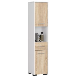 Colonne meuble étagère de salle de bain 2 portes 1 tiroirs 140x30X30 cm Blanc