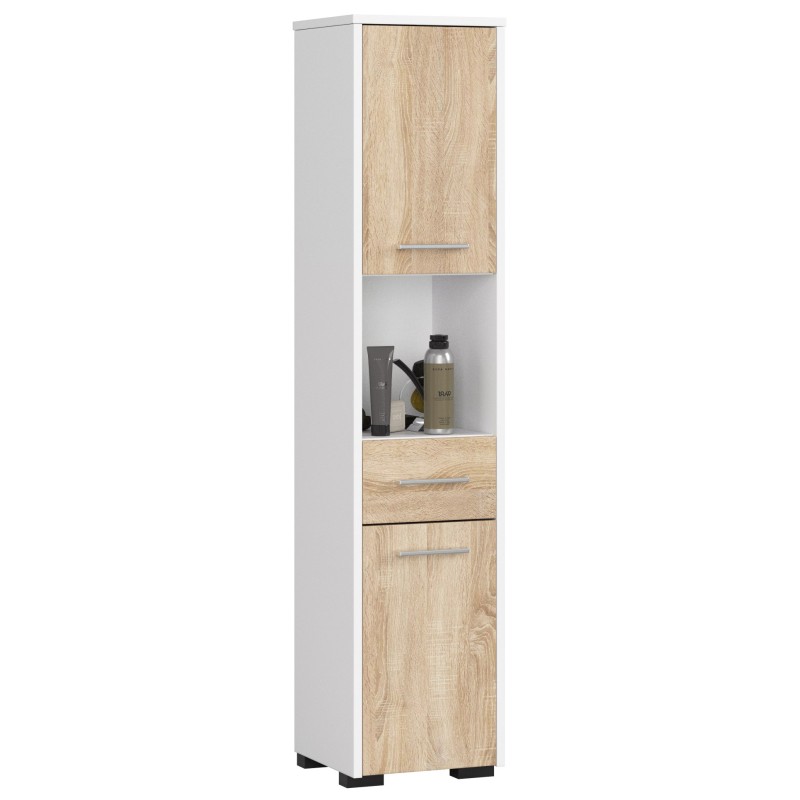 Colonne meuble étagère de salle de bain 2 portes 1 tiroirs 140x30X30 cm Blanc Colonne meuble étagère de salle de bain 2 portes 1 tiroirs 140x30X30 cm Blanc