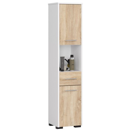 Colonne meuble étagère de salle de bain 2 portes 1 tiroirs 140x30X30 cm Blanc