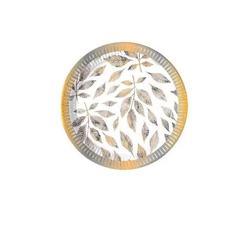 Flower Grey Branches Leaf Paper Plate 8 pcs 20 cm
