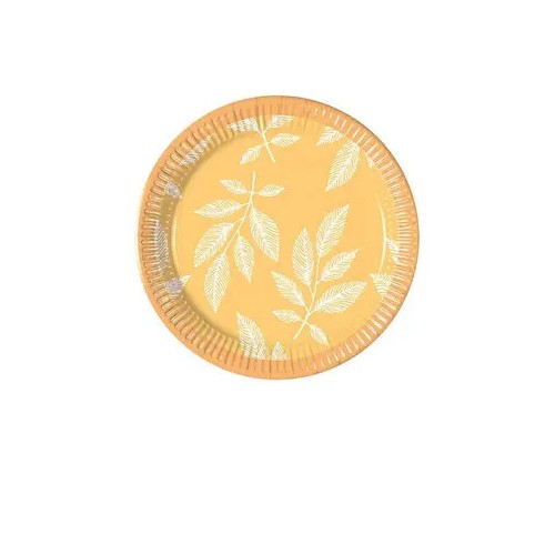 Flower Orange Leaves Leaf Paper Plate 8 pcs 20 cm