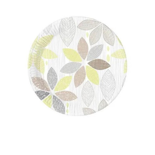 Flower Foliage Leaf Paper Plate 8 pcs 23 cm