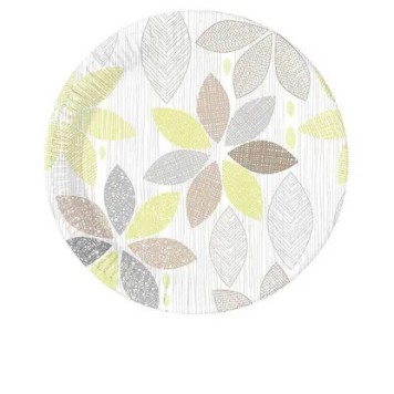 Flower Foliage Leaf Paper Plate 8 pcs 23 cm