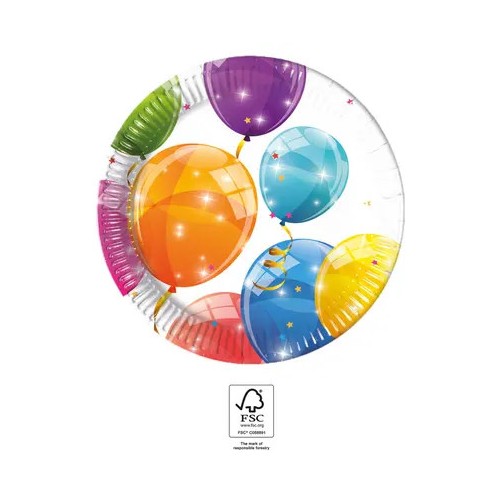 Balloon Sparkling paper plate set of 8 pcs 20 cm FSC