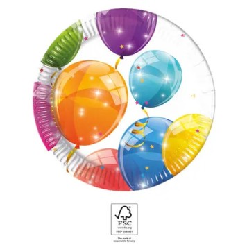 Balloon Sparkling paper plate set of 8 pcs 20 cm FSC
