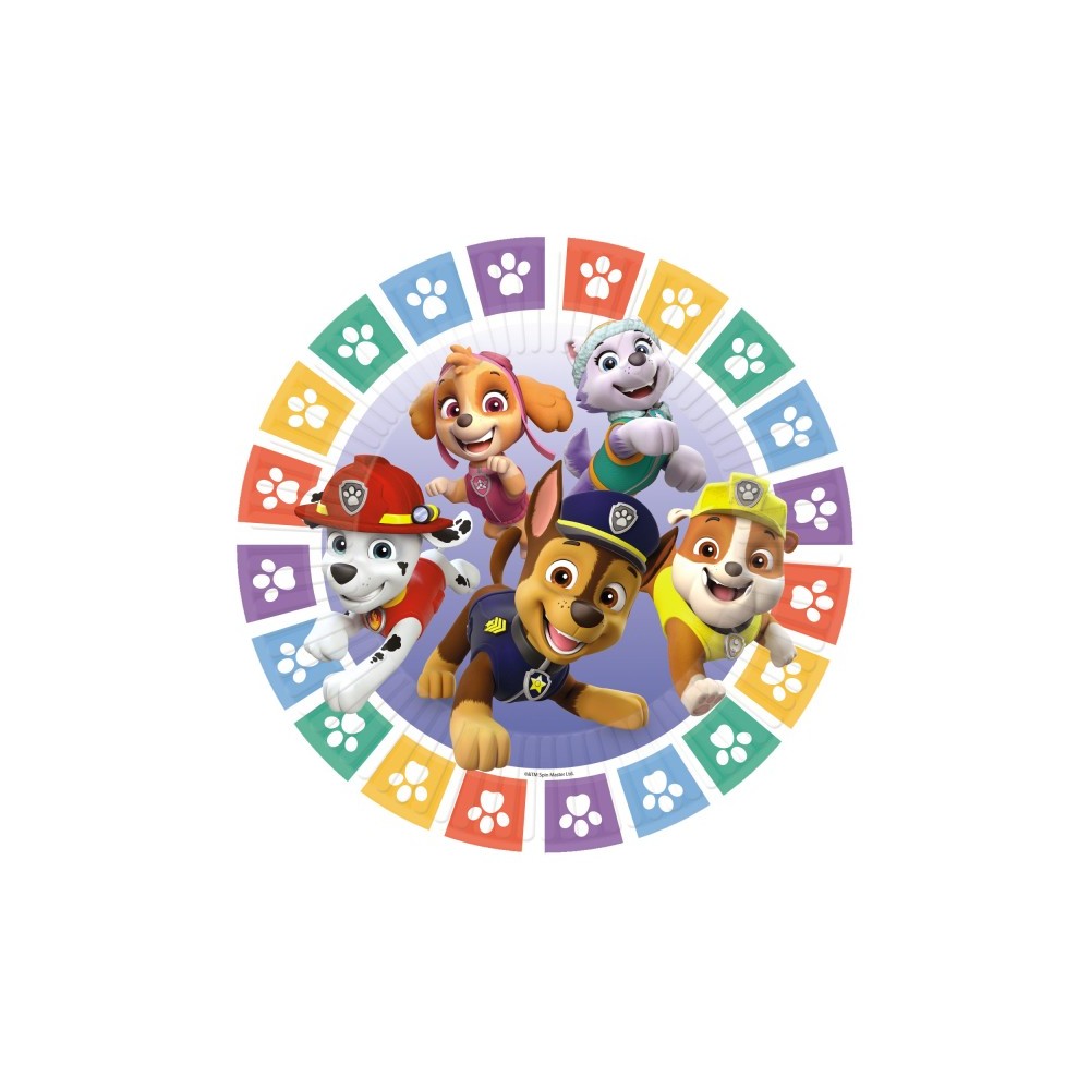 Paw Patrol Color Paws paper plate 8 pcs 23 cm
