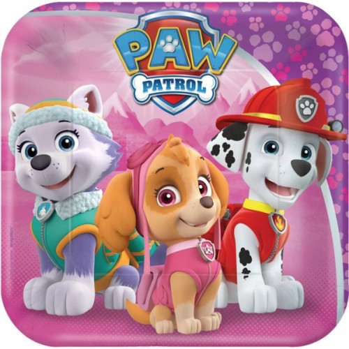 Paw Patrol Pink paper plate 8 pcs 18 cm