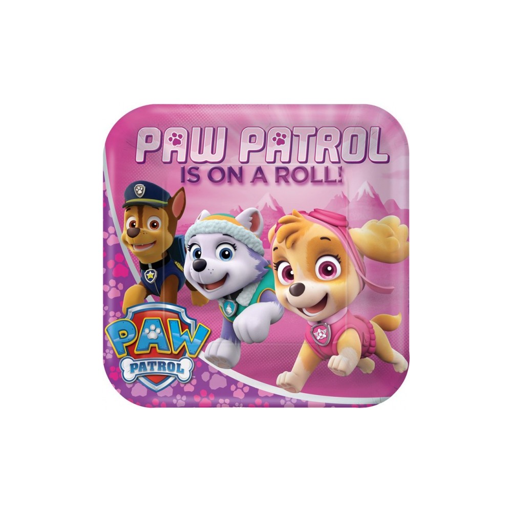 Paw Patrol Pink paper plate 8 pcs 23 cm