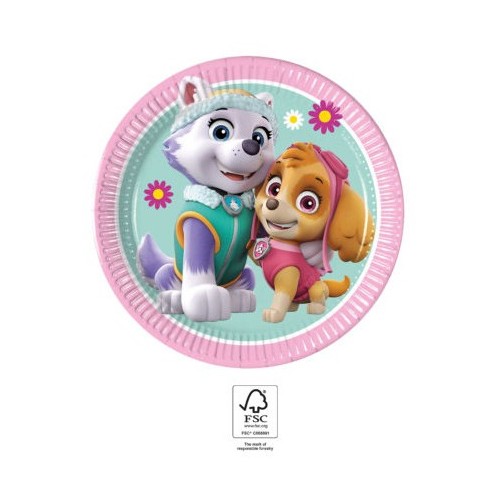 Paw Patrol Skye and Everest paper plate 8 pcs 20 cm FSC