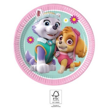 Paw Patrol Skye and Everest paper plate 8 pcs 20 cm FSC