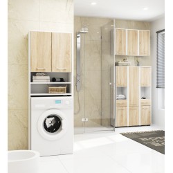 Colonne meuble étagère de salle de bain 2 portes 1 tiroirs 140x30X30 cm Blanc