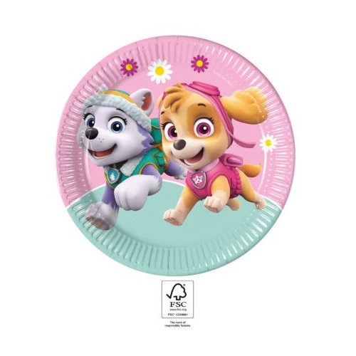 Paw Patrol Skye and Everest paper plate 8 pcs 23 cm FSC