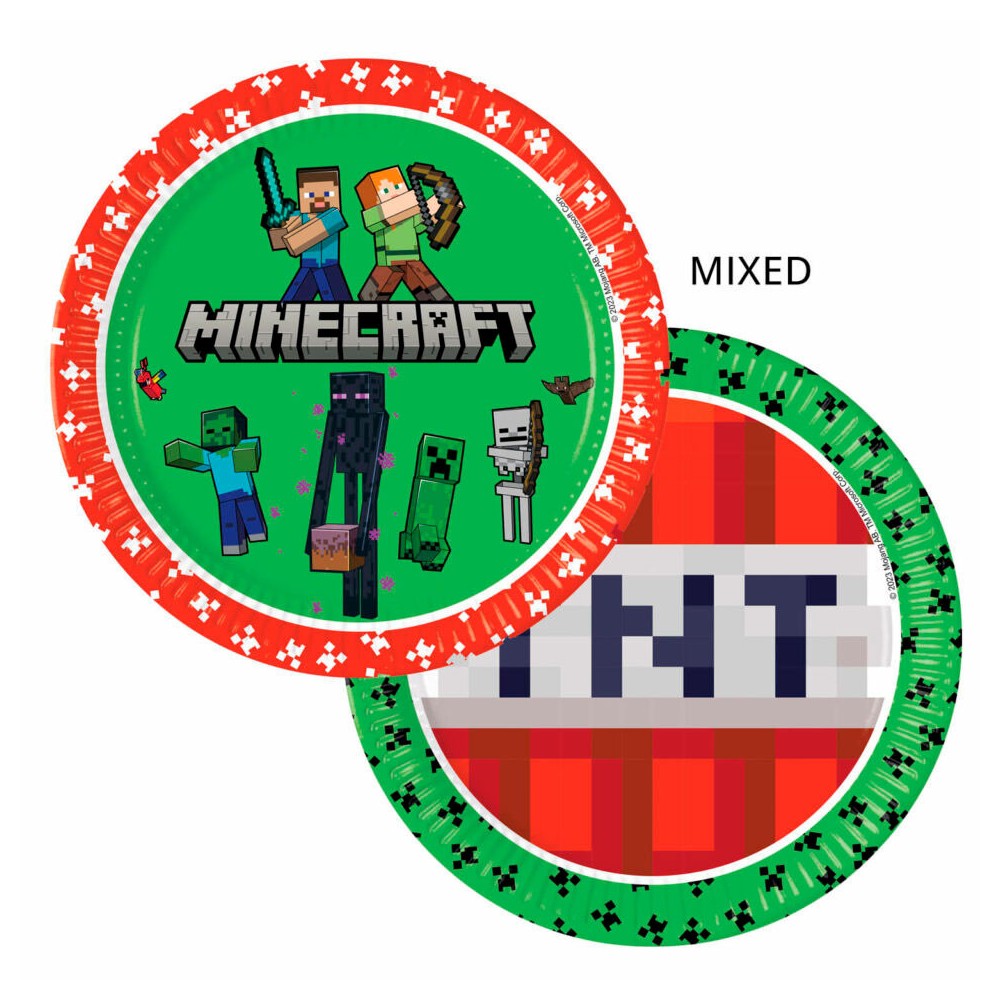 Minecraft Green paper plate 8 pcs 23 cm FSC