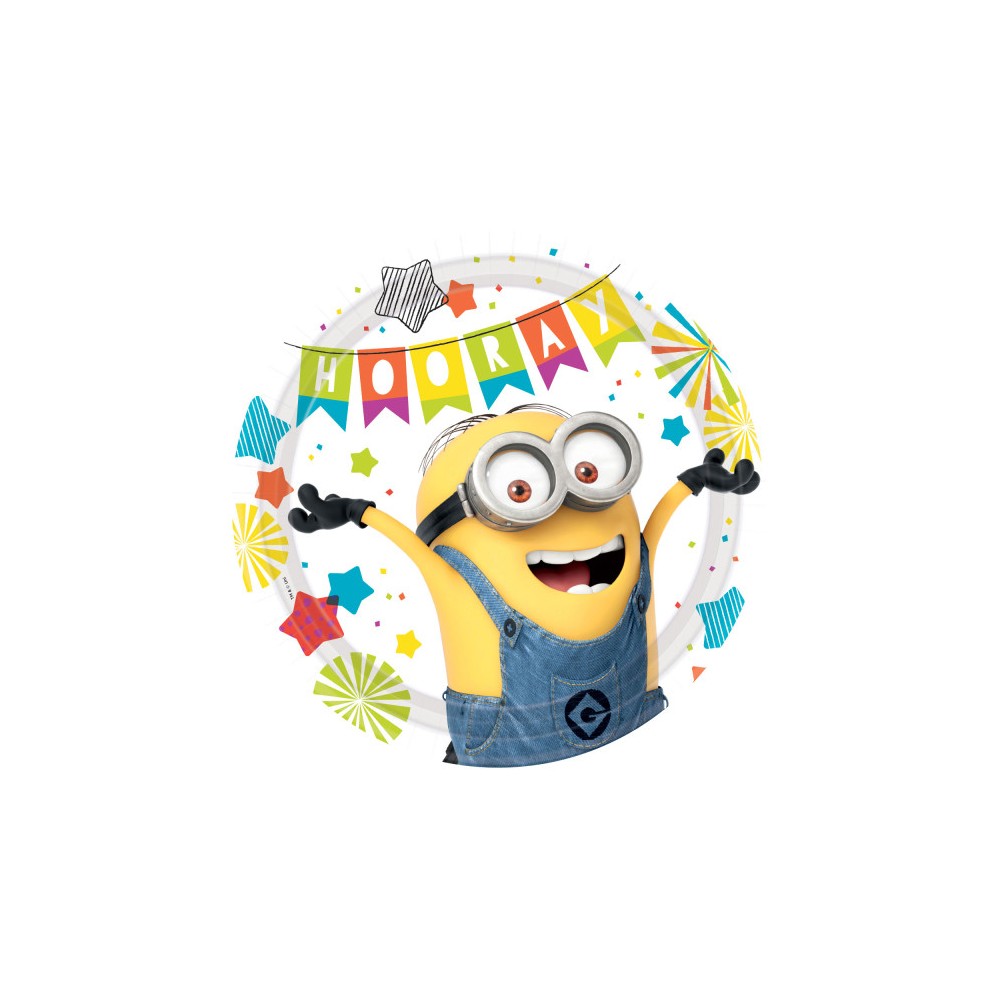 Minions Hooray paper plate 8 pcs 23 cm