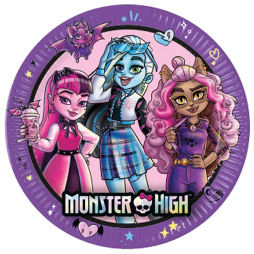Monster High Friends paper plate 8 pcs 23 cm FSC