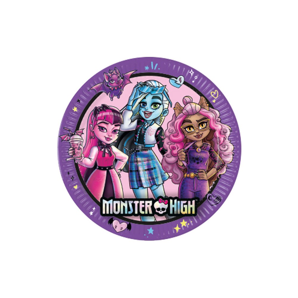 Monster High Friends paper plate 8 pcs 23 cm FSC