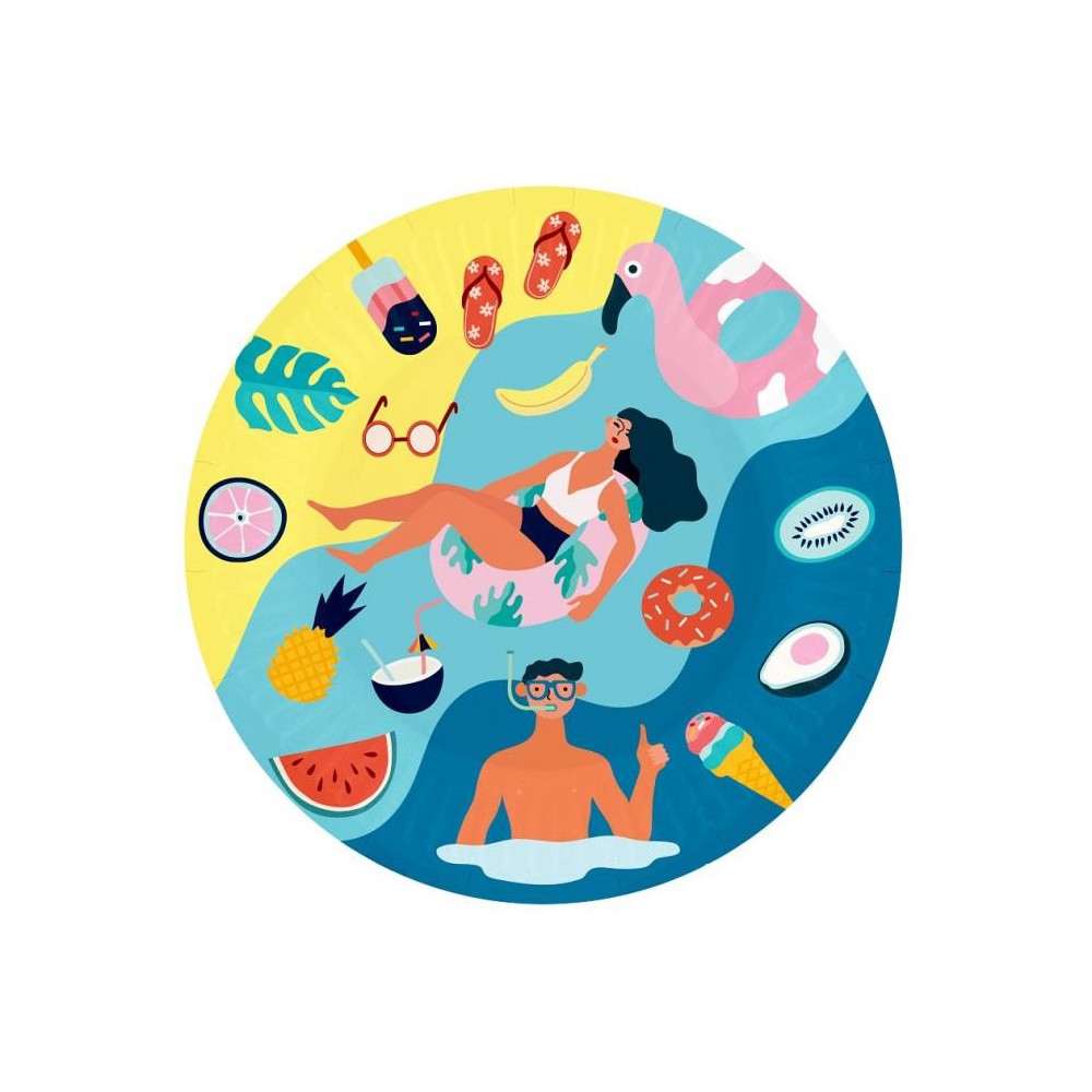 Summer Beach paper plate 6 pcs 18 cm