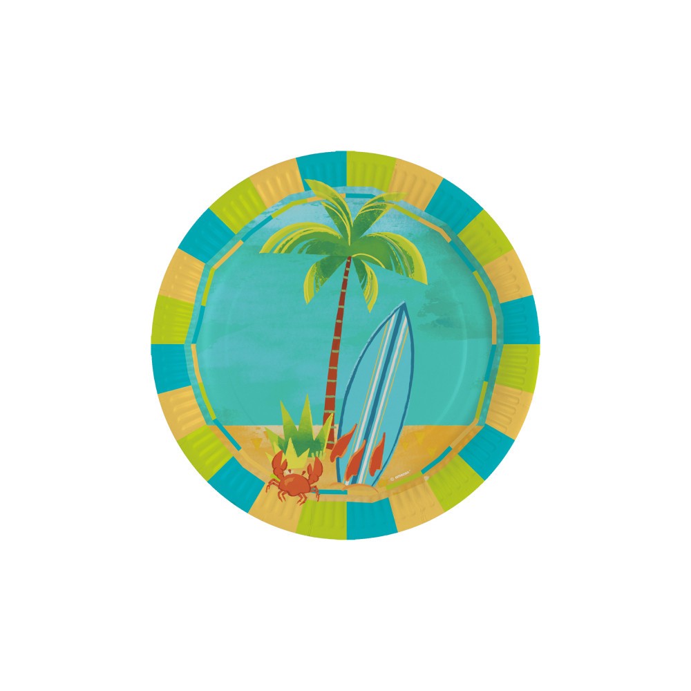 Summer Surf Party paper plate 8 pieces 23 cm