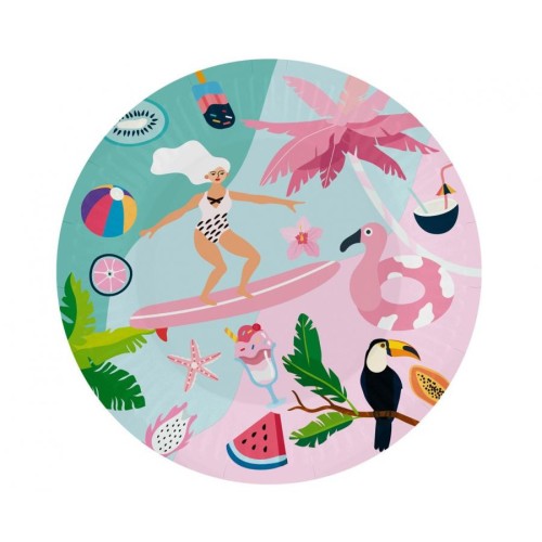 Summer Surfing paper plate 6 pcs 18 cm