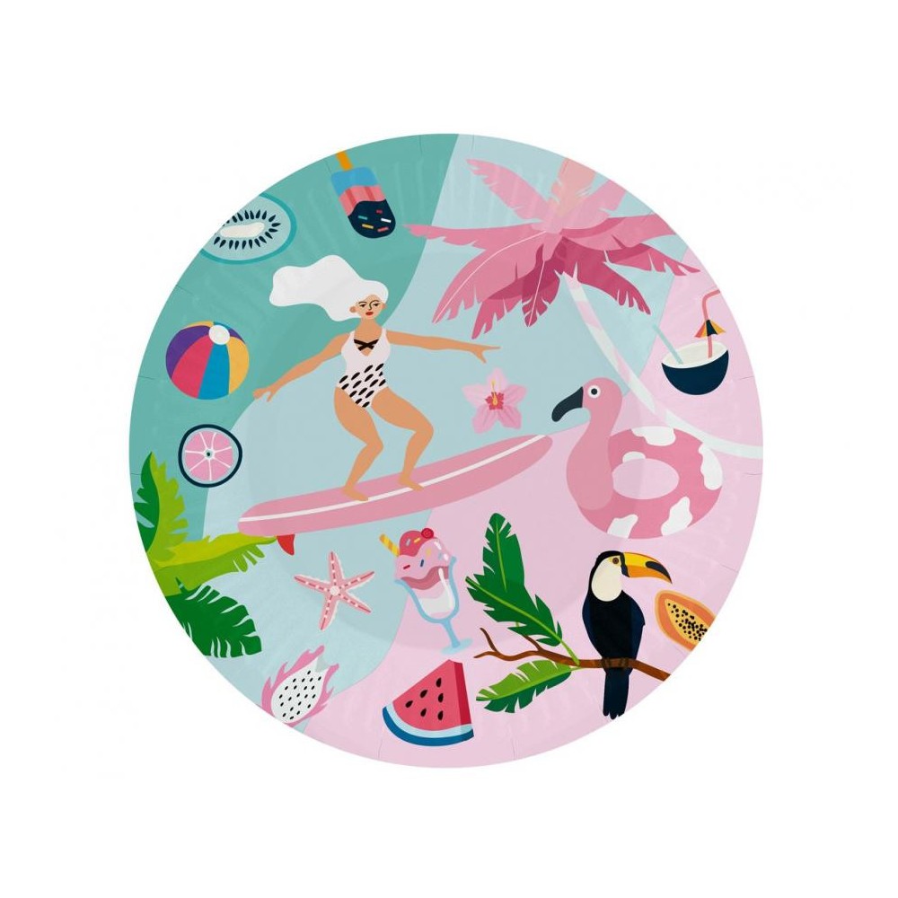 Summer Surfing paper plate 6 pcs 18 cm