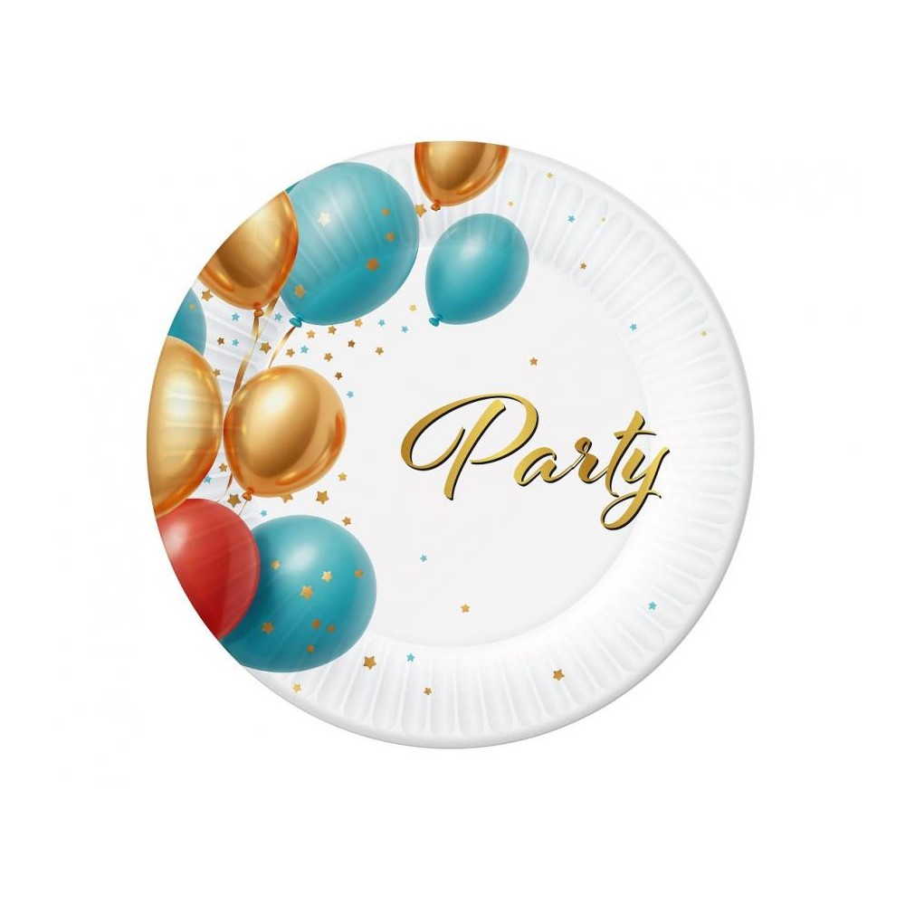 Party Balloon paper plate set of 6, 18 cm