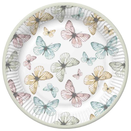 Butterfly Light paper plate set of 8, 22.7 cm